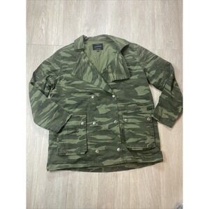 Lucky Brand Camo Jacket Women's Medium Snap Button 3/4 Sleeve Hipster Camouflage